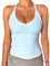 Danysu Tank Top Damen Mit Integrierter BH Sexy V-Ausschnitt Spaghetti Top Ärmellos Sommer Gerippt Tanktops Sport Oberteile Basic Shirt Camisole Einfarbig Blue Ice, Groß