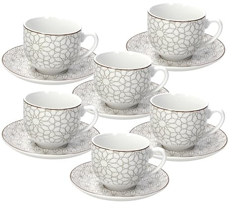 Tognana Habana, paquete de 6 tazas de té con platillo, porcelana, beige