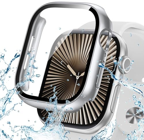 Neitra wasserdichte Hülle für Apple Watch Series 10 46mm Schutzhülle mit HD Glass Displayschutzfolie, Hart PC Voller Körper Kratzfest Gehäuse Cover für Apple Watch Series 10 46mm