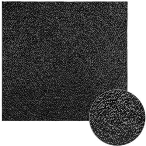 vidaXL Teppich ZIZUR Anthrazit 120x120cm Jute-Optik Indoor und Outdoor, Fußmatte, Bodenteppich, Teppichboden, Bodenmatte, Flächenvorleger