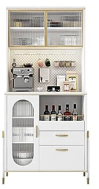 Sponda Laterale Credenza bianca Credenza da appoggio in lastra di marmo Credenza multifunzionale for la casa Armadietto da buffet Armadietto da tè Armadietto da vino Mobile Contenitore Per Credenza(96