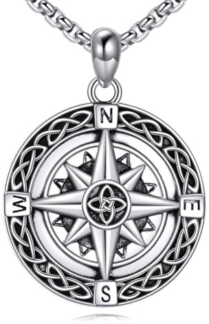 VENACOLY Kompass Halskette 925 Sterling Silber Kompass Anhänger Schmuck für Männer