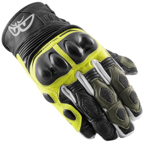 Berik Nador Motorrad Handschuhe, schwarz/neon-gelb/grün, 2XL