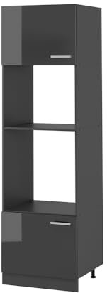 Vicco Armario para microondas R-Line, Antracita Alto Brillo, 60 cm