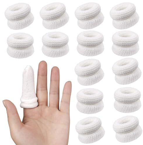 15pcs Bandages for Finger Tips, Elastic Thumb Cots Stall Dressing Breathable Thumb Cover for Wounds Cut Resistant Finger Sleeve Protectors for Kitchen Sculpture Garden Work