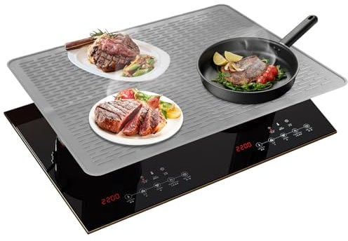 Silicone Hob Covers, 71x50cm Induction Hob Protector Mat, Bpa Free Stove Top Cover,Heat Temperature Resistance up to 400°f, Electric Hob Covers to Protect from Scratches (Grey)