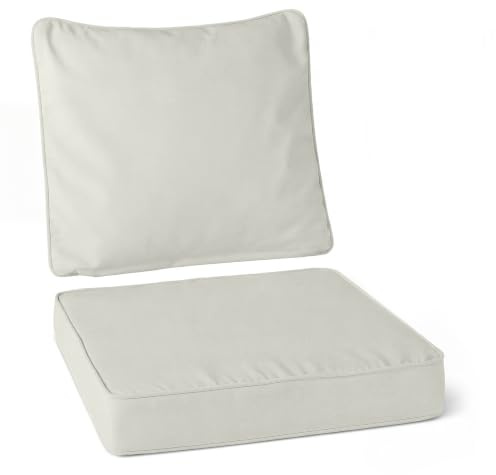 Amazon Basics - Cuscino per Sedia da Giardino con Schienale. 48.2x48.2x7.6 cm. Beige. Confezione da 1