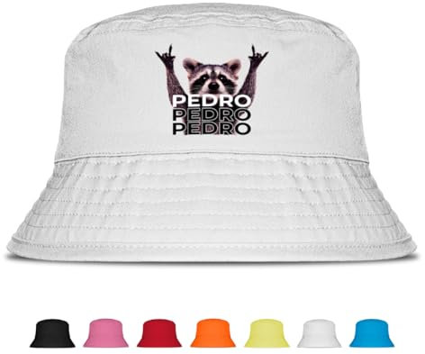 Prozente Momente Pedro - Lustiger Fischerhut – Der perfekte Sonnenhut für Herren & Damen – Ideal als Malle-Outfit, Party-Accessoire & Festival-Eimerhut für den Strand | Farbe Weiß
