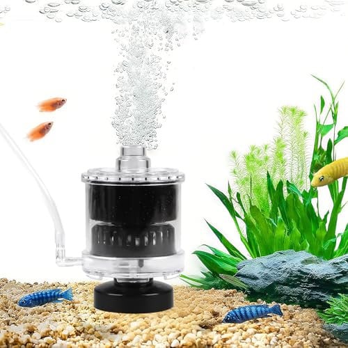 EXLECO Schwammfilter Aquarium mit Schlauch für 30-60 L Fisch Tank, Klein Aquarien Innenfilter, Mini Aquariumfilter, Filtermaterial - Luftheber Schwamm Filter Luftstein Filterbällen (Keine Luftpumpe)