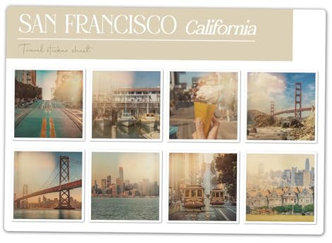 A5-Aufkleberbogen, San Francisco, Vinyl-Aufkleber, Kalifornien, Sehenswürdigkeiten, Kultur, Vintage-Fotos, Stadt, Reisen, Urlaub, ästhetisches Scrapbook #83117