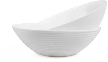 LaGlint 2er Set Salatschüsseln aus Opalglas, 1,6 L, Weiß | Servierschalen für Salat und Obst, elegantes Design, spülmaschinen- und mikrowellengeeignet für Küche und Tisch