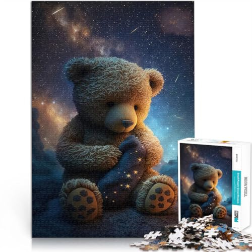 Jigsaw Puzzles 1000 Piece for Adults Teddy Bear Style 6 pädagogische Herausforderung mit passendem Poster und Quizblatt75x50cm