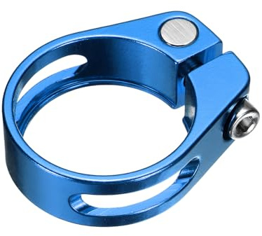 sourcing map Bike Seat Post Clamp, 34.9mm Aluminum Alloy Bicycle Seat Post Clamp Quick Release Tube Clip for 30.4-31.6mm Mountain Road Bike Tube, Blue