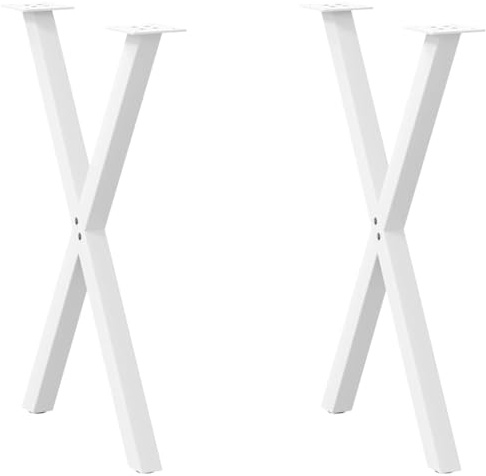 Frdhee Schreibtisch Beine Möbelbeine,Esstischbeine X-Form 2 STK. Weiß 50x(72-73) cm Stahl,Tischkufen für Frühstückstisch und Schreibtisch