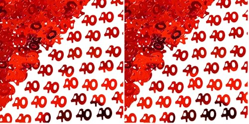 14gm 40th Red Happy Birthday Party Glitz Table Confetti Sprinkles Decorations (Pack of 2)