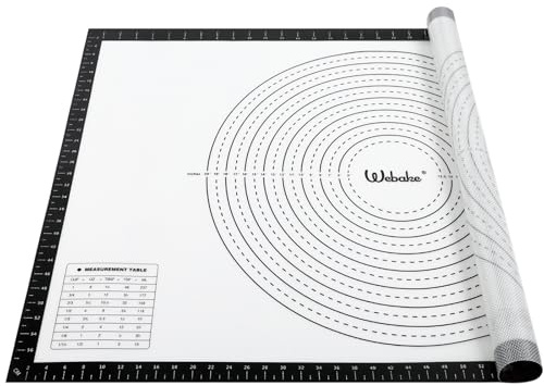 Webake Backmatte Silikon Groß XXL 90 x 60 cm 0,7mm Teigmatte Silikonmatte | Backunterlage zum Teig Ausrollen Backen Zubehör Ausrollmatte Arbeitsmatte mit Messung für Fondant Pizza Brot Matte