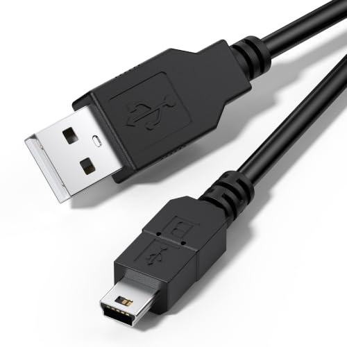 Mini USB Charger Cable for Garmin Sat Nav - USB A to Mini B Cable for Data Sync & Charging Cord for Garmin Nuvi GPS, Dash Cam, Car Camera