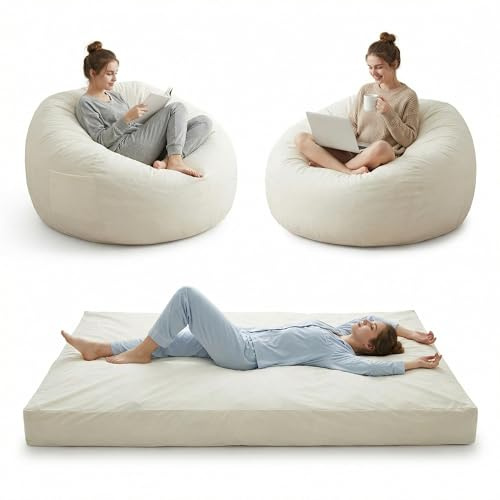 RBFGYIOP Pouf Lit Convertible en Velours Côtelé, Transformable en Matelas d’Appoint Ultra Confortable, Salon Utilisable, Canapé Rempli De Mousse, Fauteuil Lounge, Chauffeuse en Futon Matelas De Sol