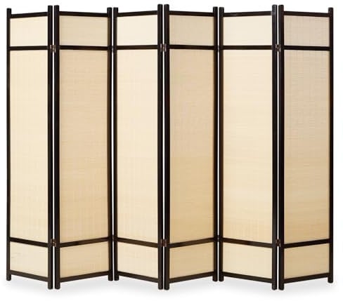 Homestyle4u 388, Paravent 6 teilig Schwarz Bambus Raumteiler Holz Sichtschutz