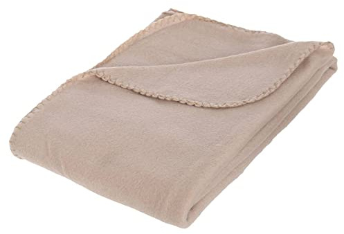 Atmosphera - Fleecedecke - Fleece - beige - 125x150 cm - Leinen weiß