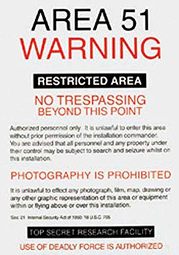 Aliens - Area 51 - Poster Warnschild Science Fiction Sci Fi - Grösse cm + 1 Packung tesa Powerstrips® - Inhalt 20 Stück
