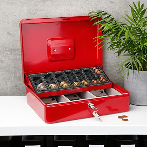 Haushalt International Geldkassette Geldzählkassette mit Euro Münzeinsatz Stahl schwarz