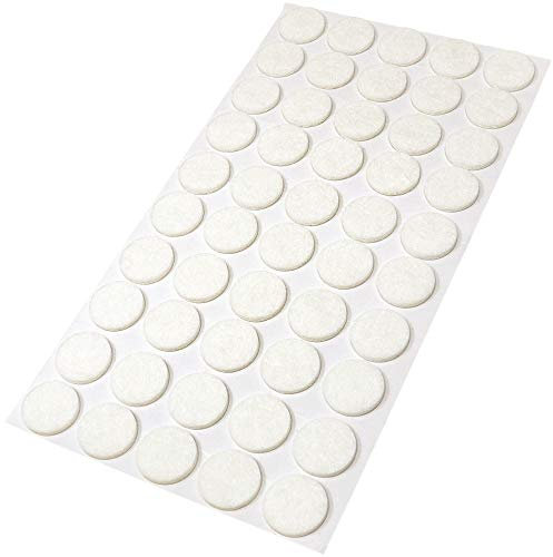 Adsamm® / 50 x Selbstklebende Filzgleiter/Weiß/ø 20 mm/Rund/Möbelgleiter aus Filz mit 3.5 mm Stärke/Möbel- und Bodengleiter