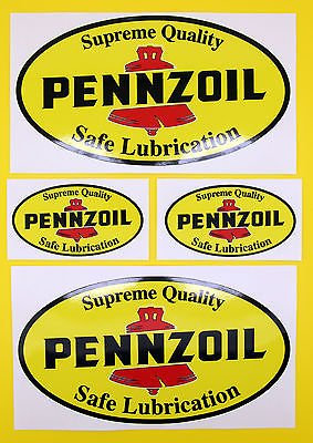 Klassisch Auto-ralley/Rennen PENNZOIL aufkleber set 2 große 2 kleine GLANZ LAMINIERT