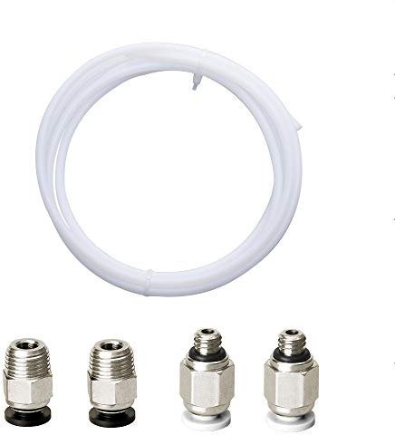 Redrex 2m Bowden Tube PTFE ID2mm OD4mm avec 2Pcs PC4-M6+2 PC4-M10 Connecteur Pneumatique Accessoires pour Reprap Imprimante 3D 1,75 mm Bowden Hotend