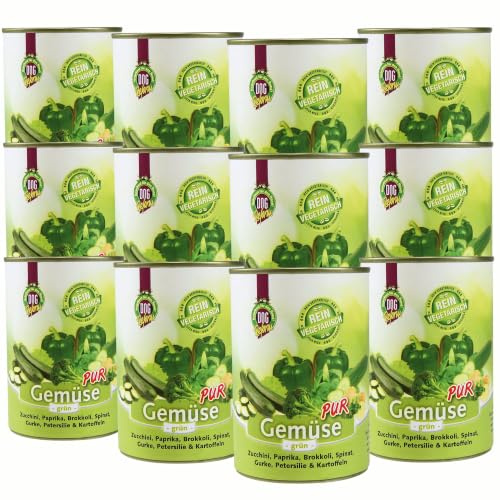 Schecker Nassfutter - Gemüse PUR - grün - getreidefreies Hundefutter - 12 x 410 g - kalorienarm - Diätfutter - Schonkost