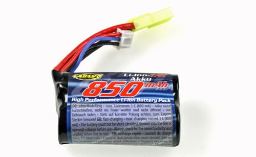 Carson 500608147 7,4V/850mAh LiION Mini-Tamiya Steckverbinder Ersatzteile, RC-Zubehör, Batterie für ferngesteuerte Boote
