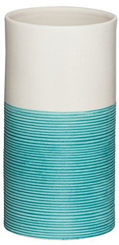 Sealskin Becher Doppio, Zahnputzbecher aus natürlichem Porzellan, Farbe: Aqua, handbemalt