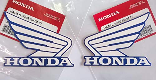 Honda Ali carburante serbatoio Gas Serbatoio Adesivi Decalcomanie 2 x 80 mm Bianco & Luce Blu Metallizzato sinistra e destra 100% Genuine
