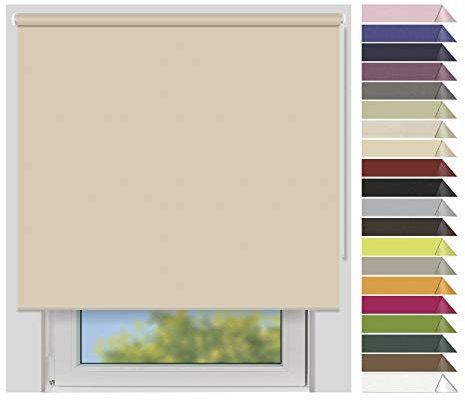 EFIXS Verdunklungsrollo Medium - 25 mm Welle - Breiten: 120-240 cm - Höhen bis 240 cm - Hier: 200 cm x 190 cm (Stoffbreite x Höhe) - Natur (7907) - lichtundurchlässig - Blickdicht