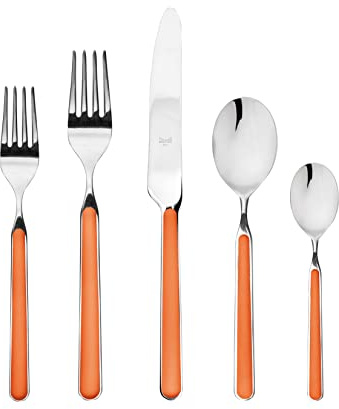 Mepra Fantasia 20-Piece Kitchen Set - Carrot Finish Handle Dishwasher Safe Cutlery