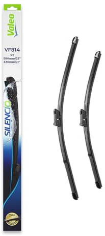 VALEO Silencio Wiper - VF814 - Kit of High Performance, Superior Road Visibility, Easy Installation Original Flat Blades 580mm/530mm - Front - Set of 2 Wiper Blades - 577814