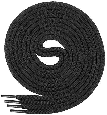 Lacci per scarpe da lavoro e da trekking Di Ficchiano – molto resistenti – diametro di ca. 4,5 mm, 70 cm – 220 cm di lunghezza, poliestere I Made in Europe., Adulti (unisex), Nero , 140 cm / ø 4,5mm