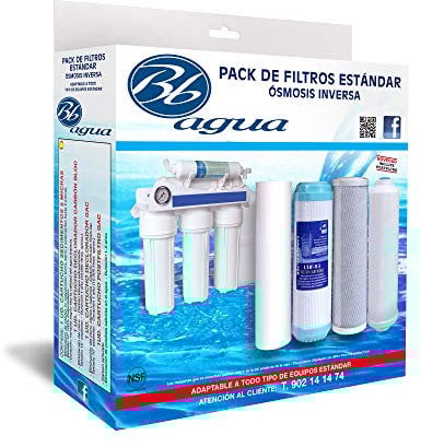 Bbagua Filtri per apparecchiature ad osmosi inversa Standard, Carbone Attivo, Bianco, Surtido de 4 piezas, 4 unità