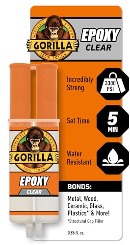 Gorilla 2 Part Epoxy, Clear Epoxy, 0.85 Ounce Syringe (Pack of 1) - 5 Minute Set, Incredibly Strong Bonding