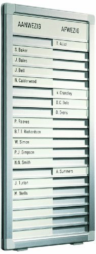 Legamaster 7-622200 In-and-Outboard Professional, An-und Abwesenheitsübersicht für 20 Personen, 26 x 54 cm, eloxiertes Aluminium