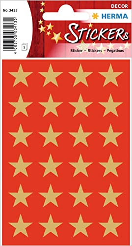 HERMA 3413 Aufkleber Sterne Gold klein, 72 Stück, 15 mm, Stern Sticker aus Papier, Weihnachtssticker Sternaufkleber für Weihnachten Geschenke Adventskalender Dekoration Kinder Belohnung DIY Basteln