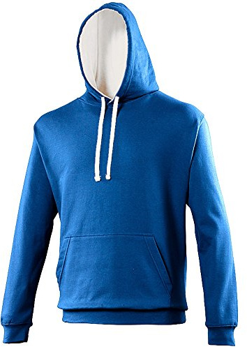Awdis Varsity Hooded Sweatshirt / Hoodie (L) (Royal Blue/Arctic White)