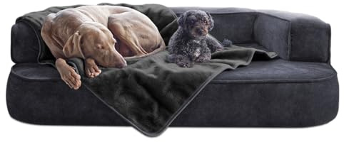 tierlando® Hundedecke Lilly Flauschige Kuscheldecke aus Plüsch, für Hunde Katzen und Welpen, waschbar und mobil einsetzbar, aus Acryl und Polyester Größe: 75x50cm | Farbe: 02 Graphit