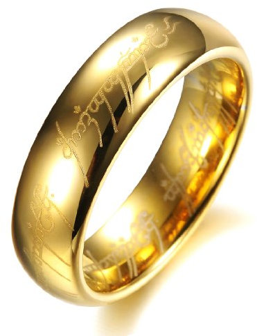 COPAUL Wolframkarbid 26 Karat vergoldet Herr der Ringe mit Bibel Gravur Paar Ring Ehering