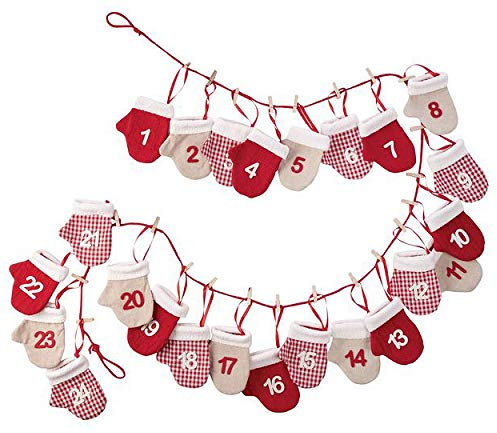 Adventskalender Hände rot weiss - Girlande zum Befüllen