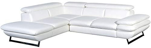 Mivano Ecksofa Prestige / L-Form-Sofa mit Ottomane / Kopfstützen und Armlehne verstellbar / 265 x 74 x 223 / Kunstleder, weiß
