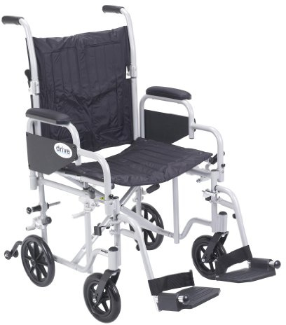 Drive Medical TR20 Poly-Fly Transport Wheelchair, Silver