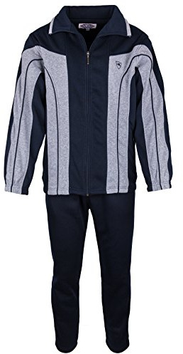 Paris Herren Baumwolle Jogginganzug - Dunkelblau/Grau, Groesse: XL