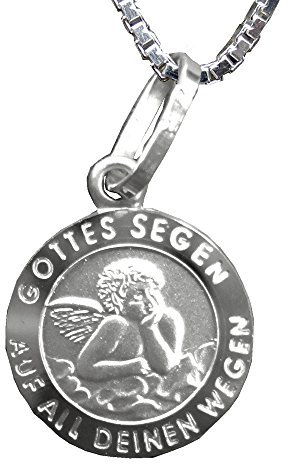 SilberSchutzengel Anhänger + Kette mit SOFORTGRAVUR + VORSCHAU: Gravur des Vornamens. „Gottes Segen Auf All Deinen Wegen“ Geburt, Taufe, Konfirmation, Kommunion, Namenstag