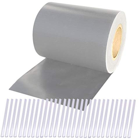Plantiflex Sichtschutz Rolle 35m Blickdicht PVC Zaunfolie Windschutz für Doppelstabmatten Zaun (Grau)